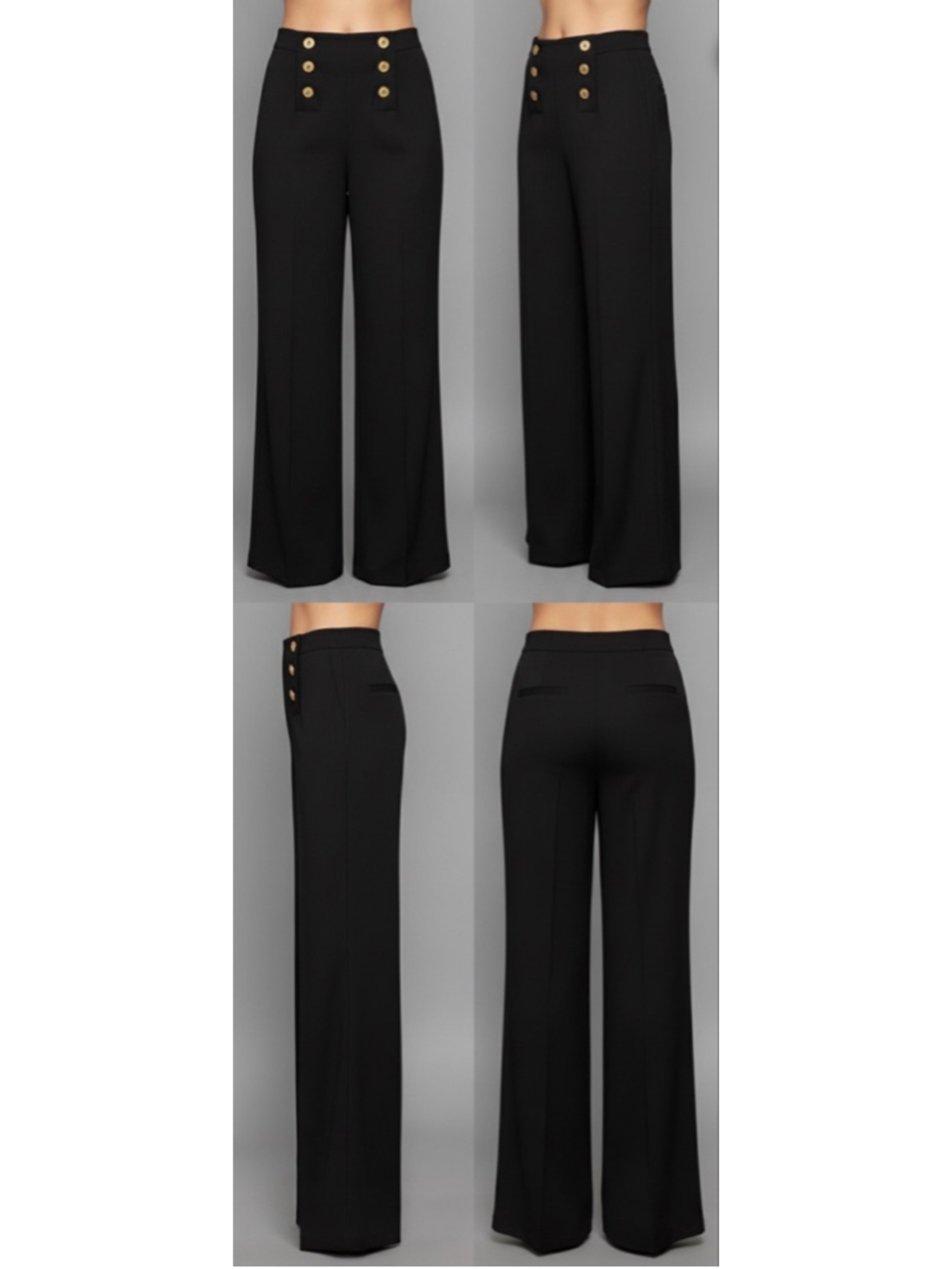 Ralph Lauen Black vintage  sailor botton front slacks. Wide leg. High waisted. - Picture 4 of 14